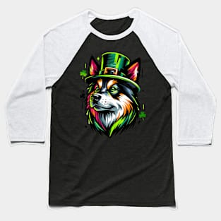 Norwegian Buhund Embraces St Patrick's Day Spirit Baseball T-Shirt